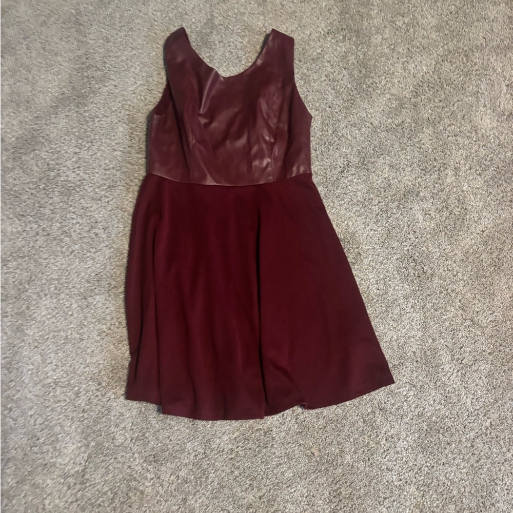 Umgee Red Fit and Flare Mini Dress Scoop Neck Sleeveless